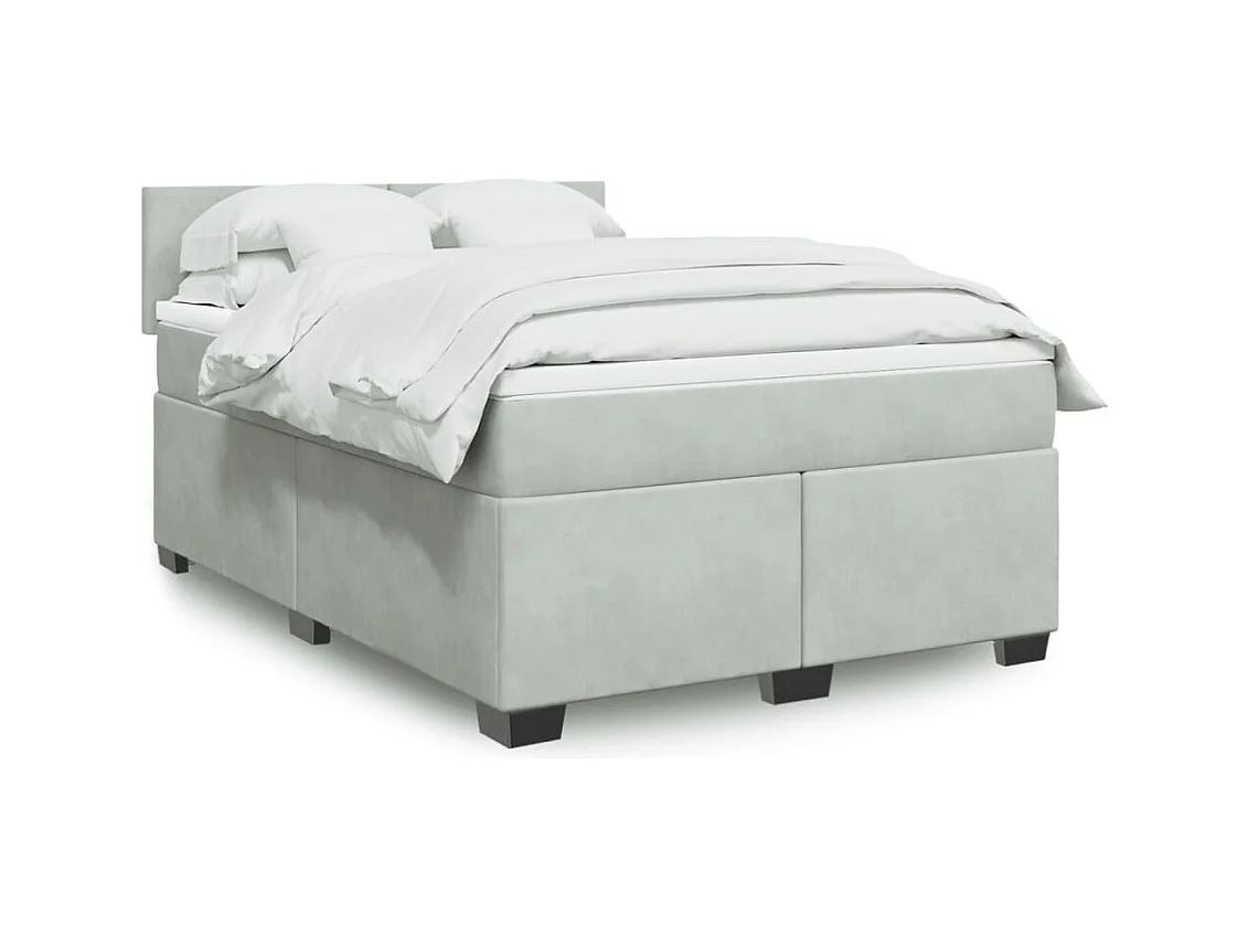 Sommier à lattes de lit et matelas Gris clair 140x200cm Velours