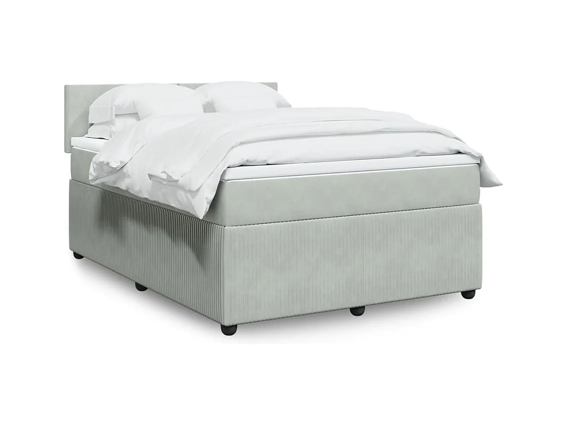 Boxspringbett mit Matratze Hellgrau 140x200 cm Samt