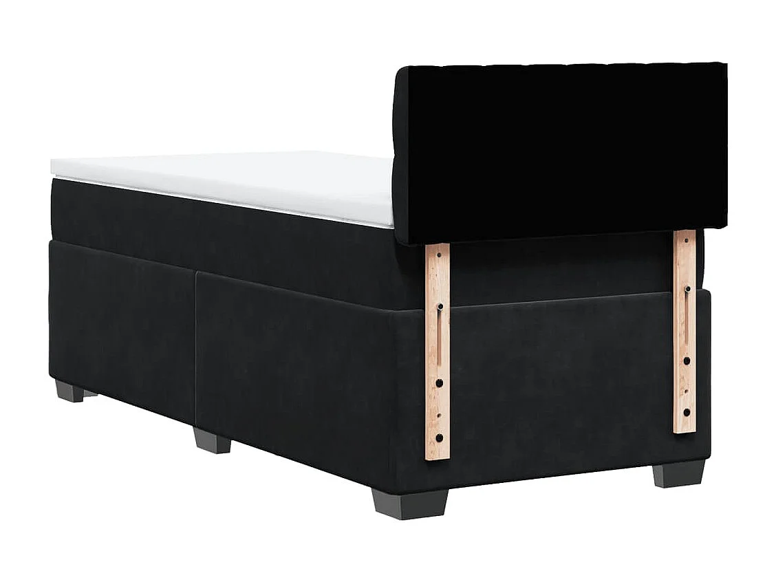 Cama box spring con colchón terciopelo negro 80x200 cm