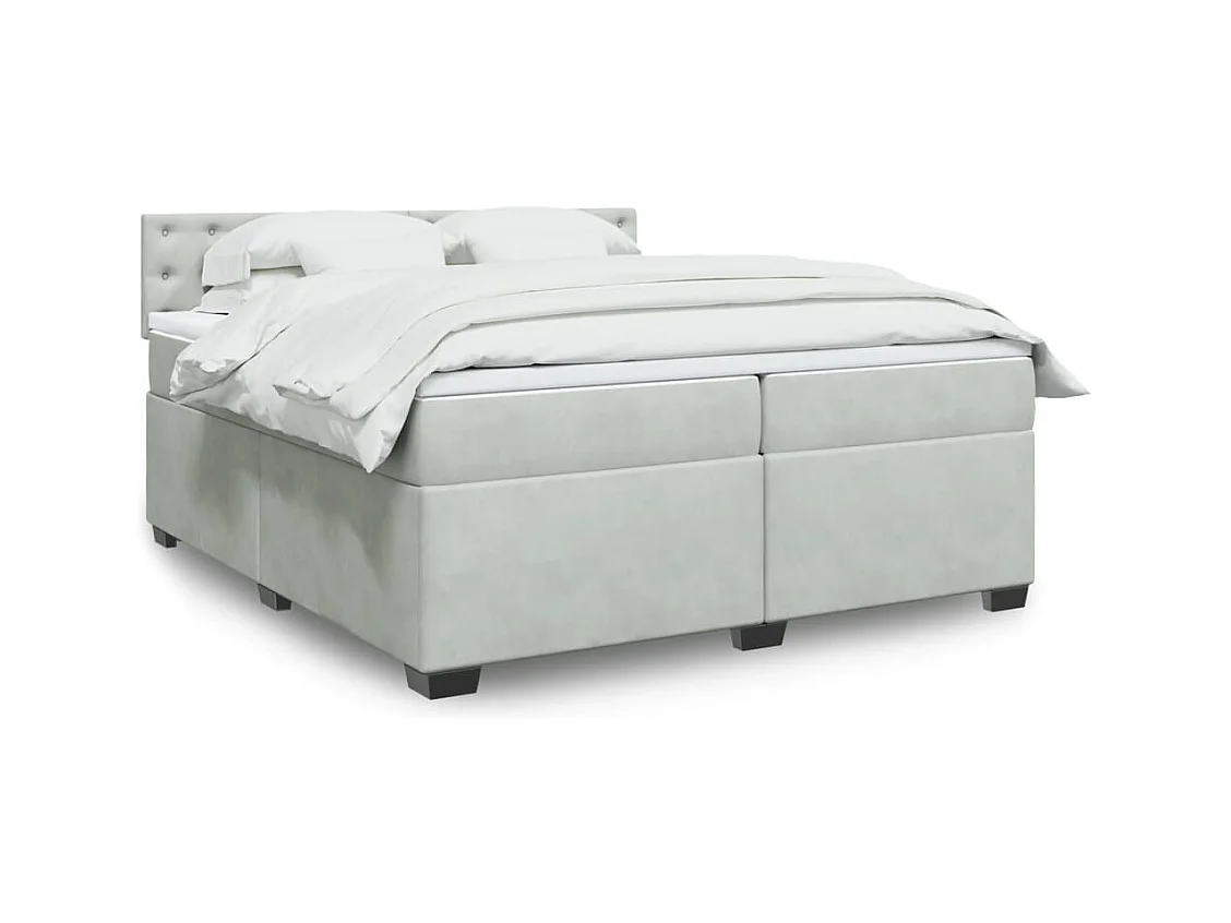 Giroletto a Molle con Materasso Grigio Chiaro 200x200cm Velluto