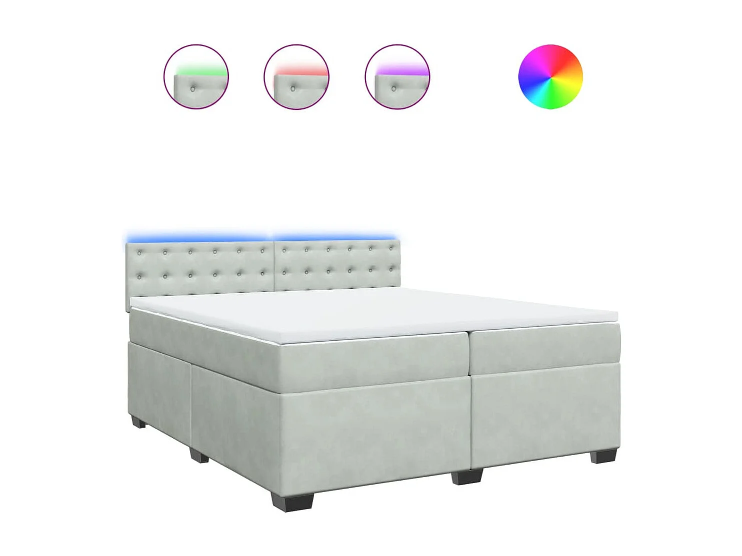 Giroletto a Molle con Materasso Grigio Chiaro 200x200cm Velluto