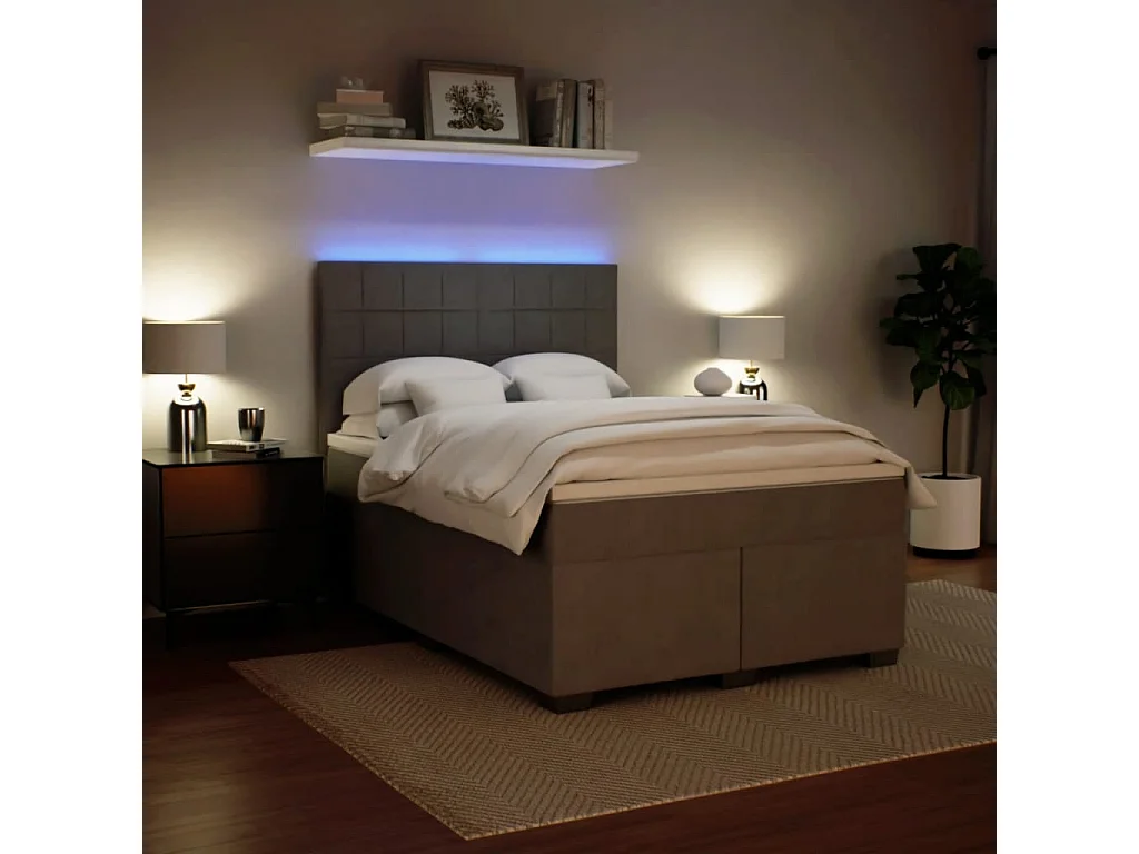 Giroletto a Molle con Materasso Grigio Chiaro 140x190cm Velluto