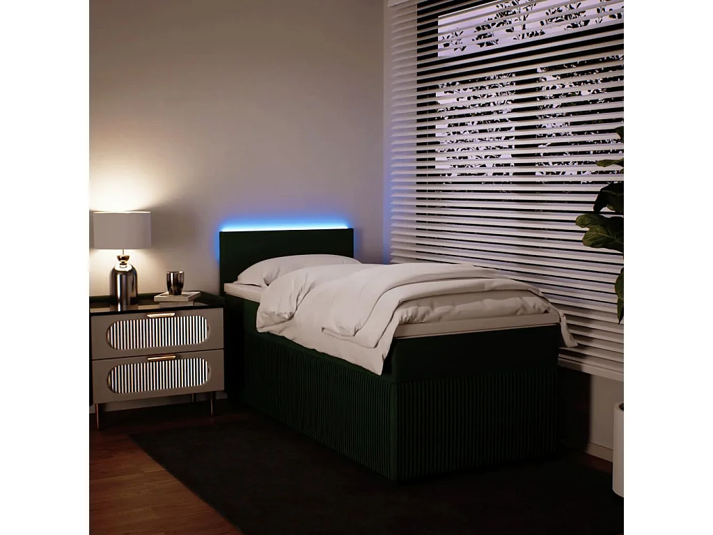 Cama com molas/colchão 80x200 cm veludo verde-escuro