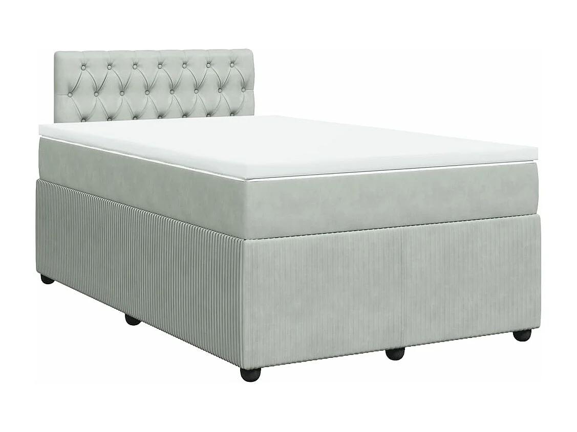 Giroletto a Molle con Materasso Grigio Chiaro 120x190cm Velluto