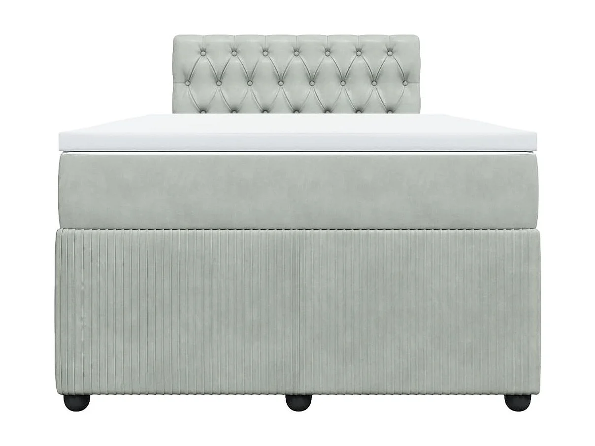 Giroletto a Molle con Materasso Grigio Chiaro 120x190cm Velluto