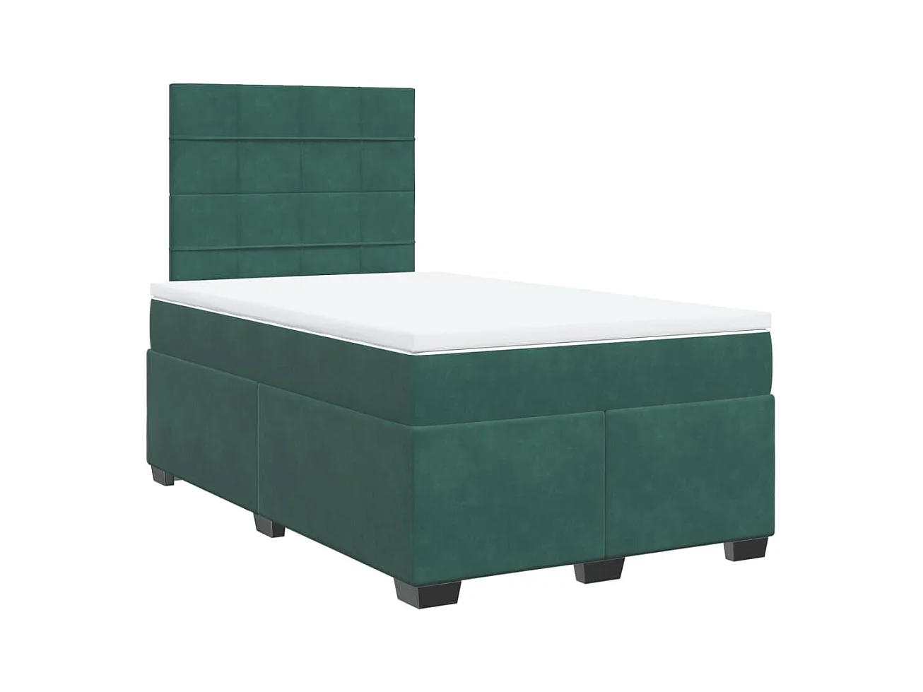 Cama box spring con colchón terciopelo verde oscuro 120x200 cm