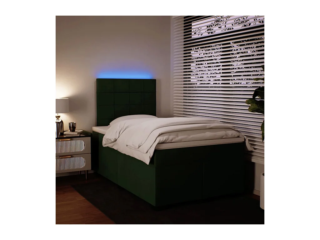 Cama box spring con colchón terciopelo verde oscuro 120x200 cm
