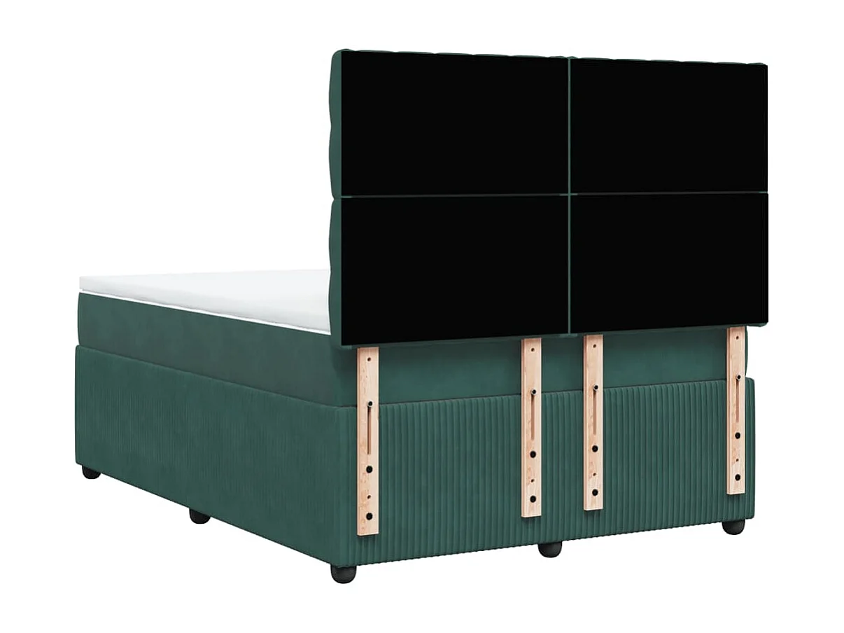 Boxspring met matras fluweel donkergroen 140x200 cm