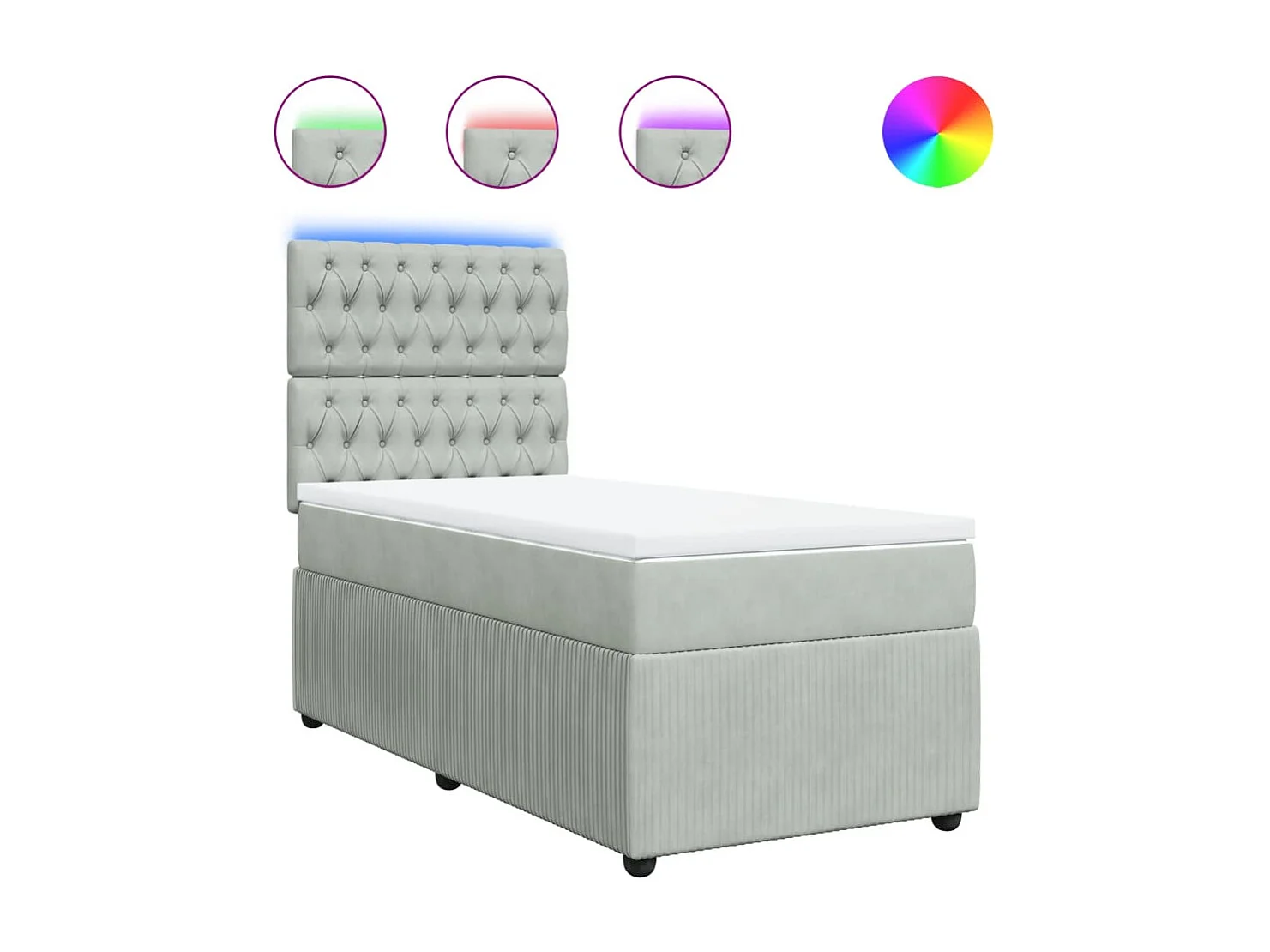 Sommier à lattes de lit et matelas Gris clair 100x200cm Velours