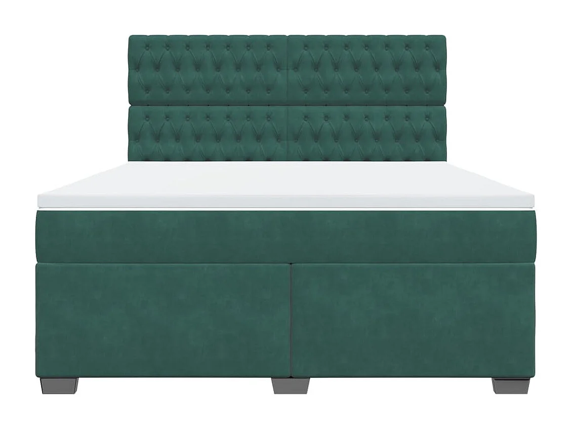 Cama com molas/colchão 180x200 cm veludo verde-escuro