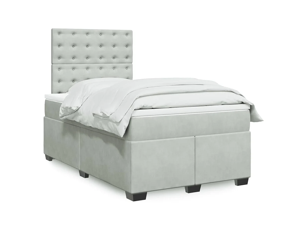 Sommier à lattes de lit et matelas Gris clair 120x200cm Velours
