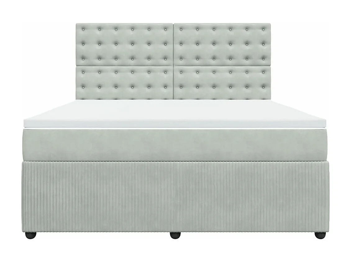 Sommier à lattes de lit et matelas Gris clair 180x200cm Velours