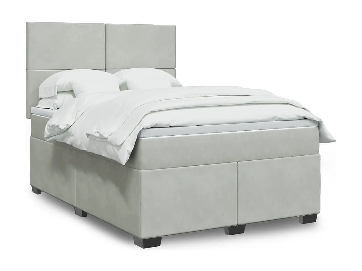Sommier à lattes de lit et matelas Gris clair 160x200cm Velours