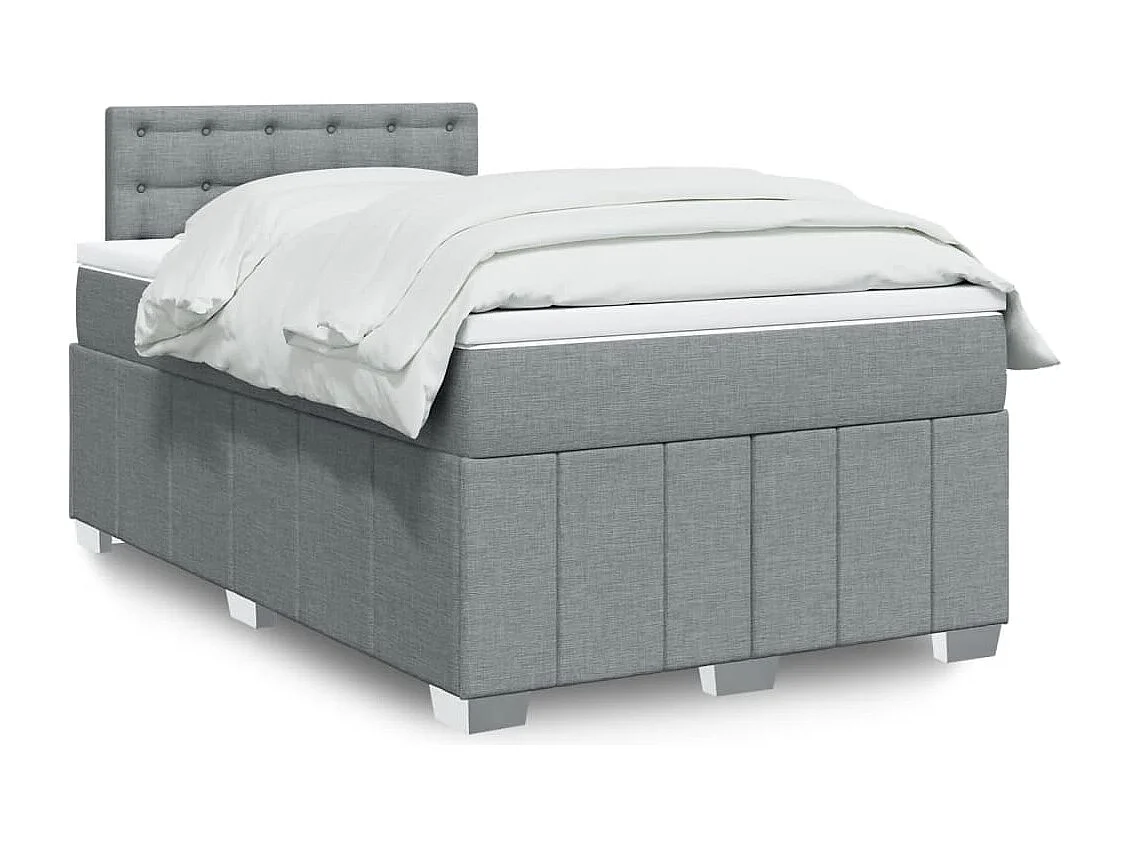 Cama box spring con colchón tela gris claro 120x190 cm