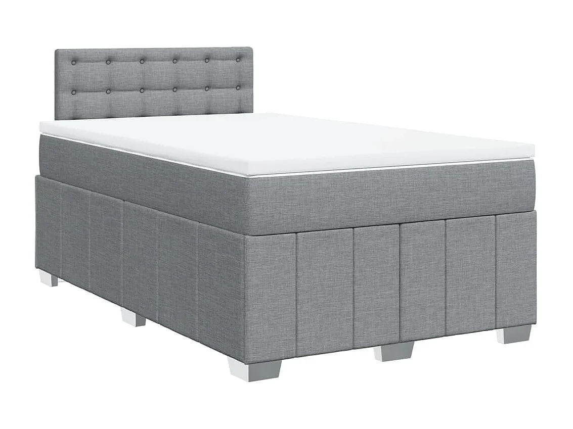 Cama box spring con colchón tela gris claro 120x190 cm