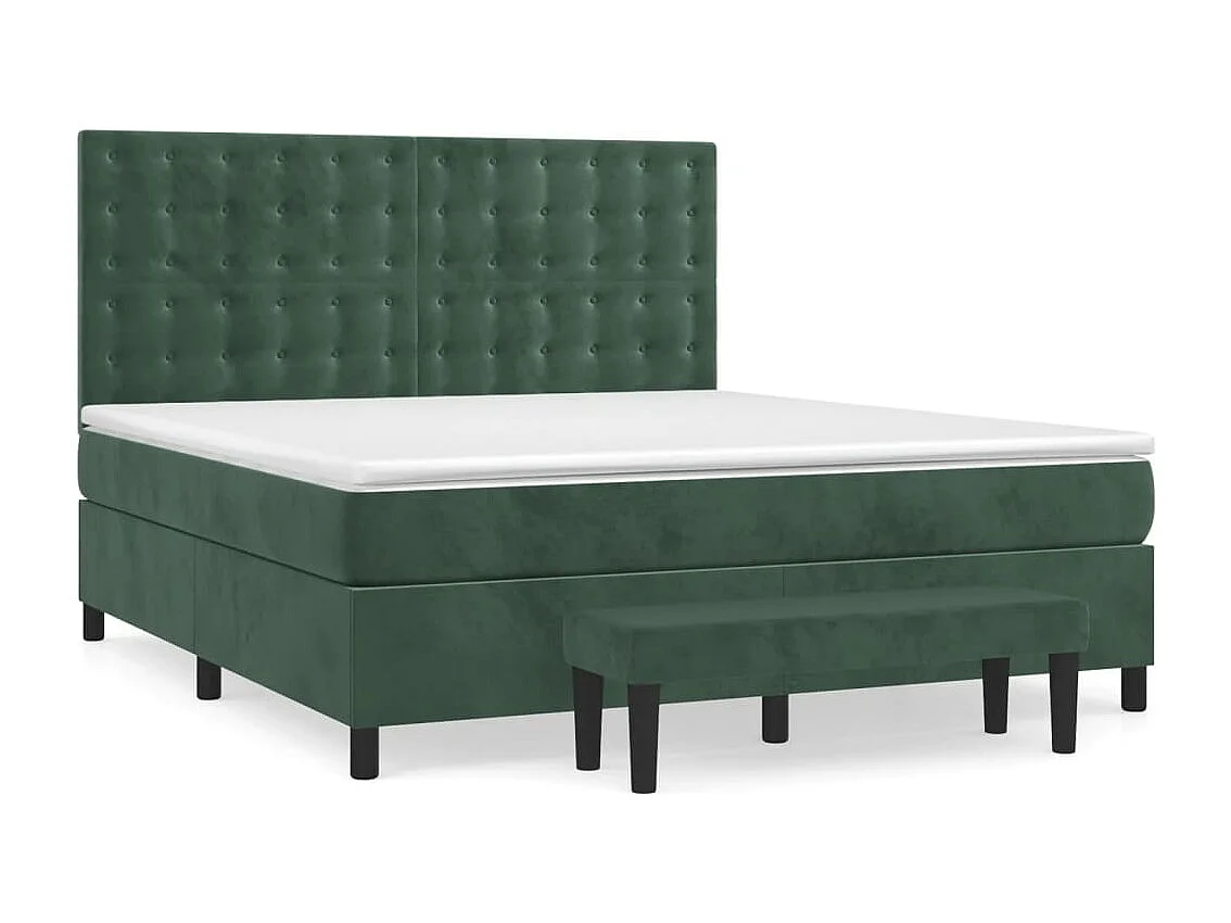 Giroletto a Molle con Materasso Verde Scuro 180x200 cm Velluto