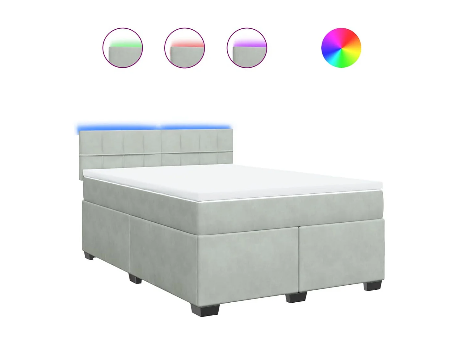 Giroletto a Molle con Materasso Grigio Chiaro 140x200cm Velluto