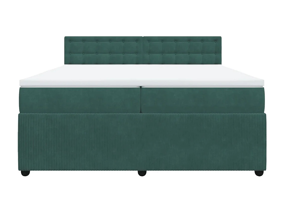 Giroletto a Molle con Materasso Verde Scuro 200x200 cm Velluto