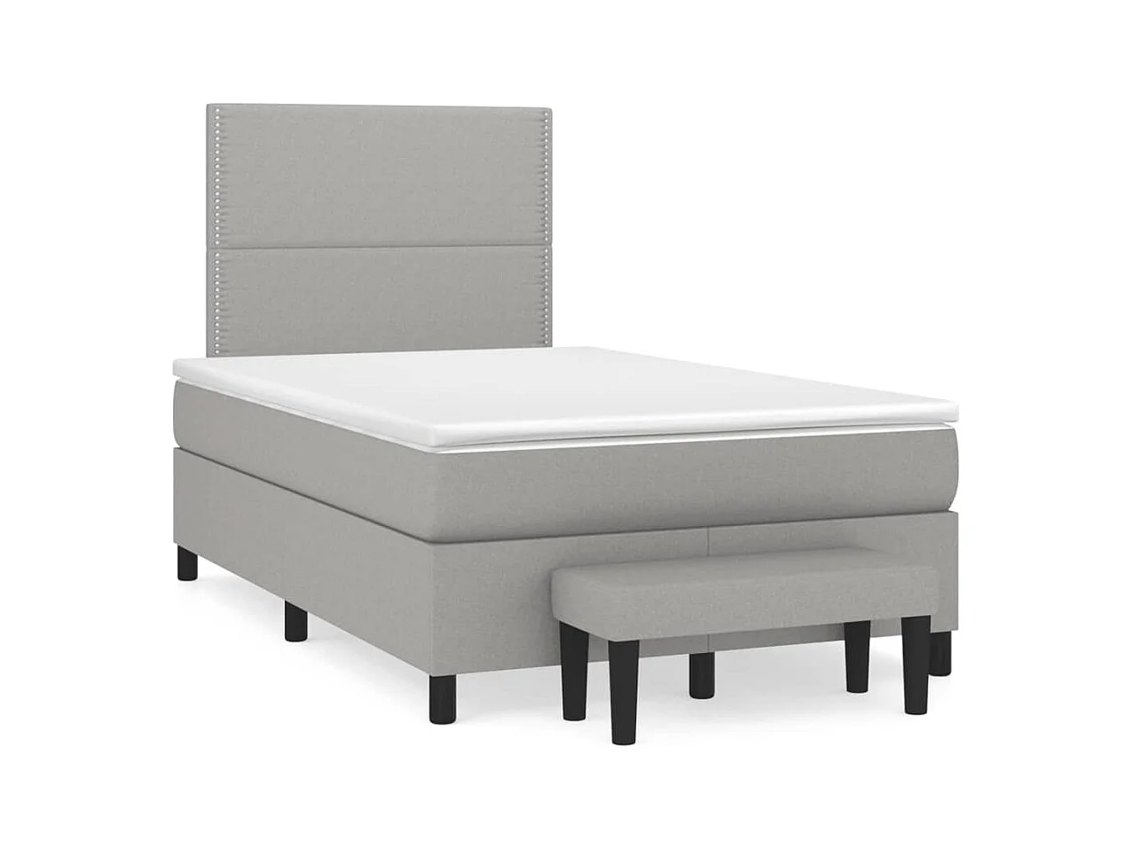 Giroletto a Molle con Materasso Grigio Chiaro 120x190cm Tessuto