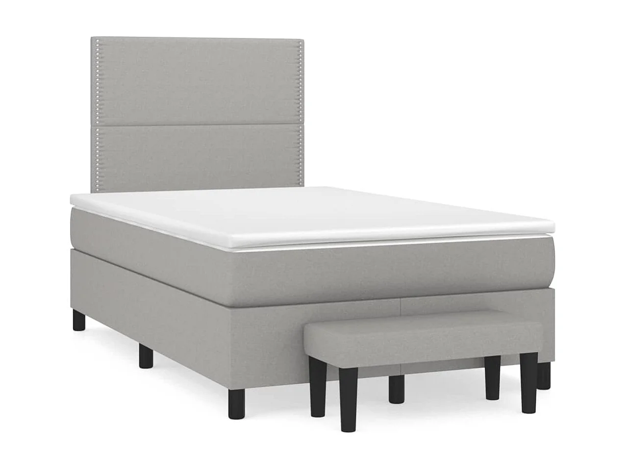 Cama box spring con colchón tela gris claro 120x190 cm
