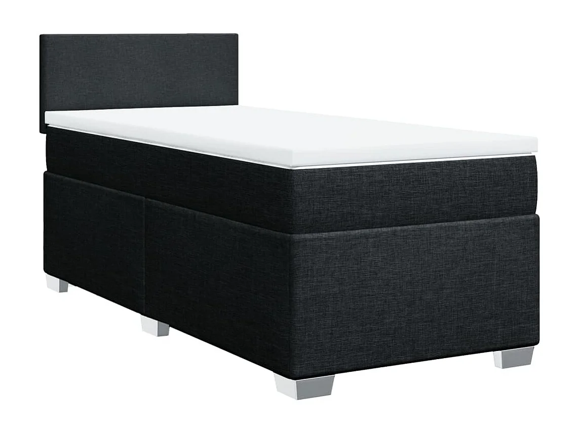 Cama box spring con colchón tela negro 80x200 cm