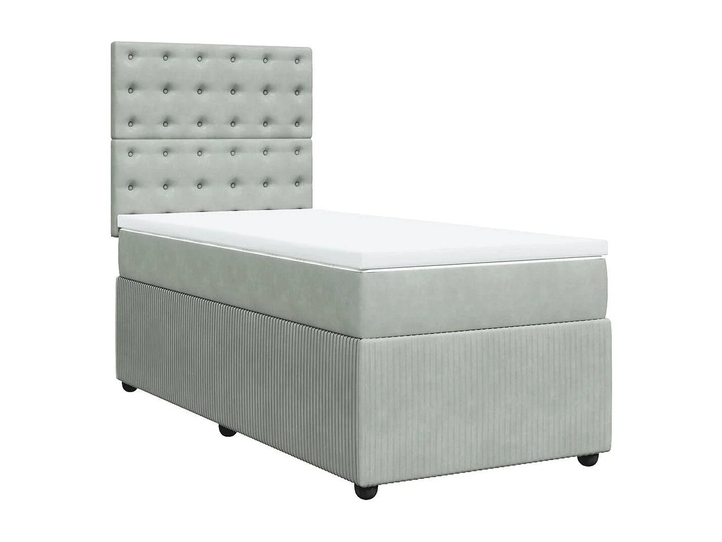 Sommier à lattes de lit et matelas Gris clair 90x200 cm Velours