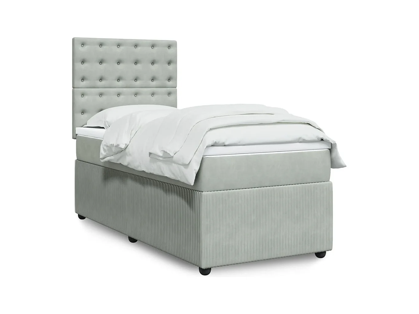 Boxspringbett mit Matratze Hellgrau 90x200 cm Samt