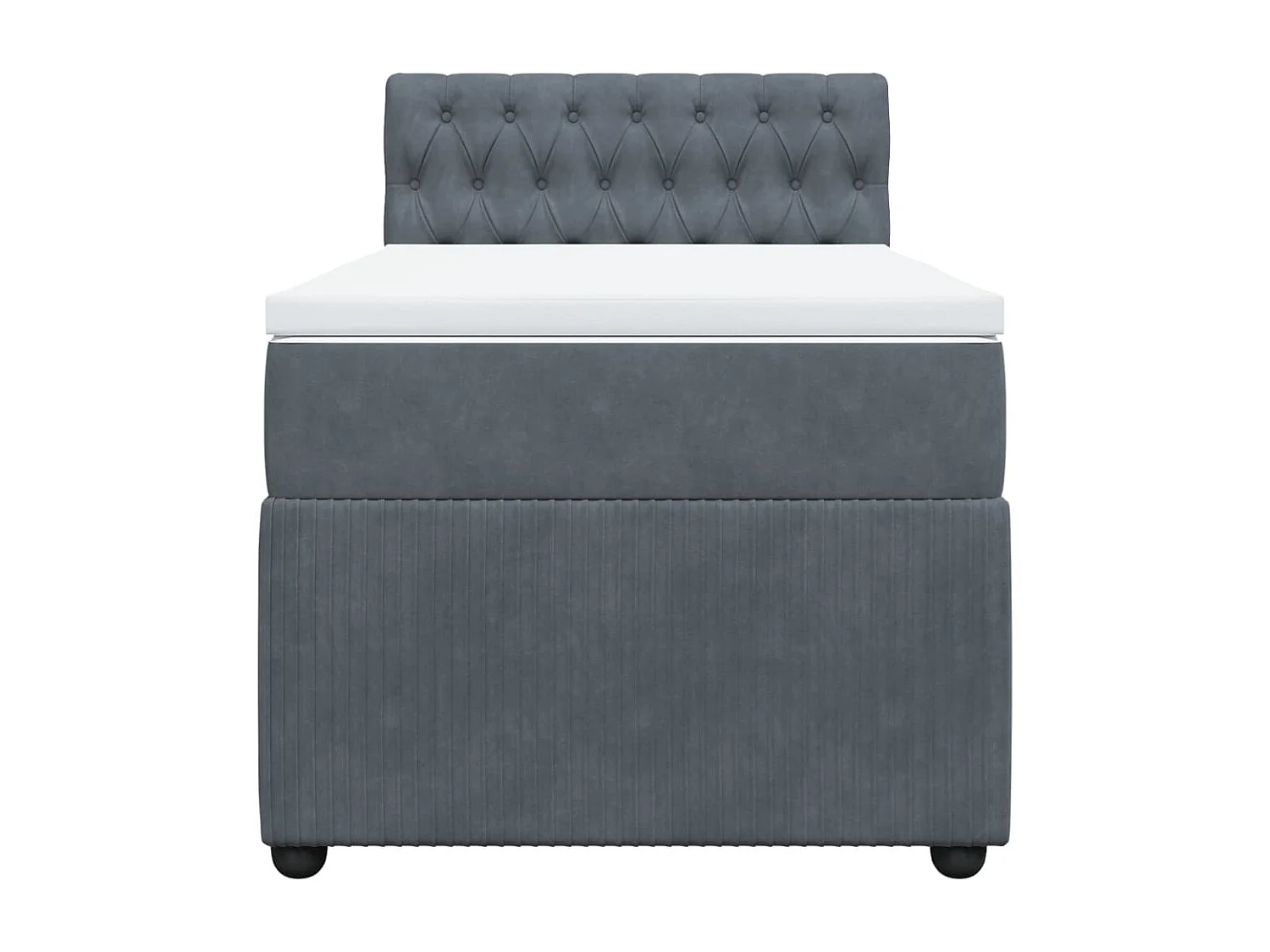 Giroletto a Molle con Materasso Grigio Scuro 90x190 cm Velluto