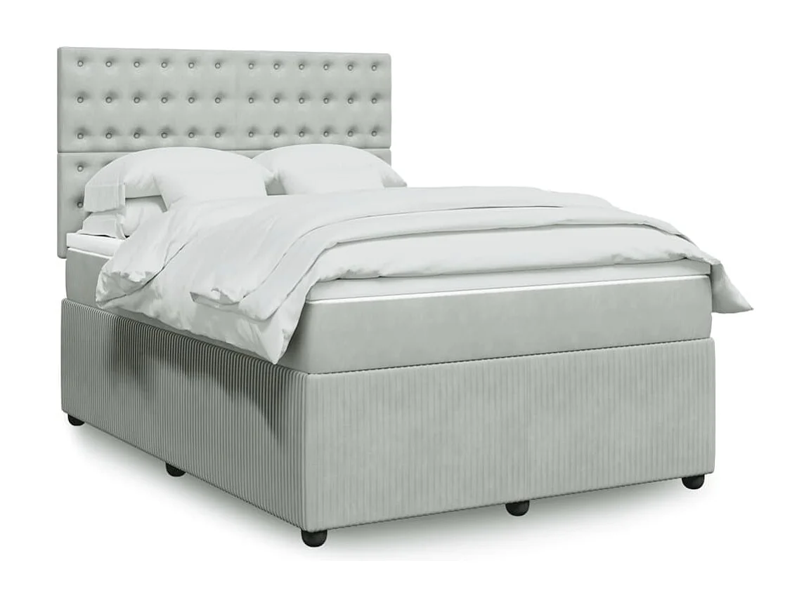 Sommier à lattes de lit et matelas Gris clair 160x200cm Velours