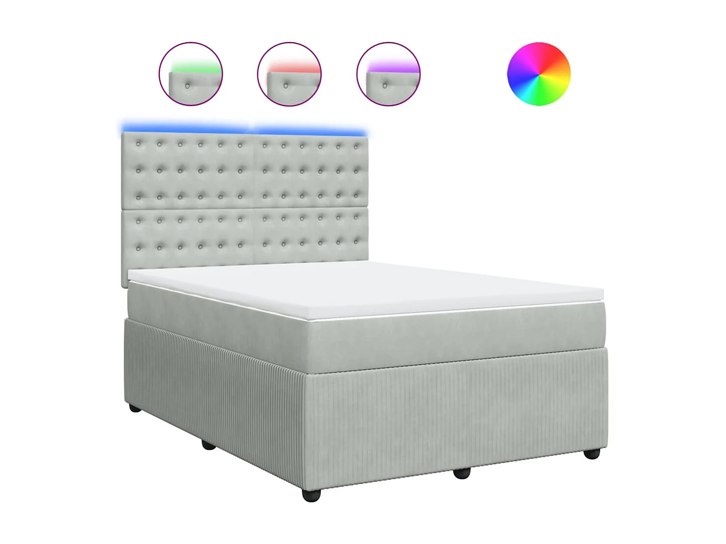 Sommier à lattes de lit et matelas Gris clair 160x200cm Velours