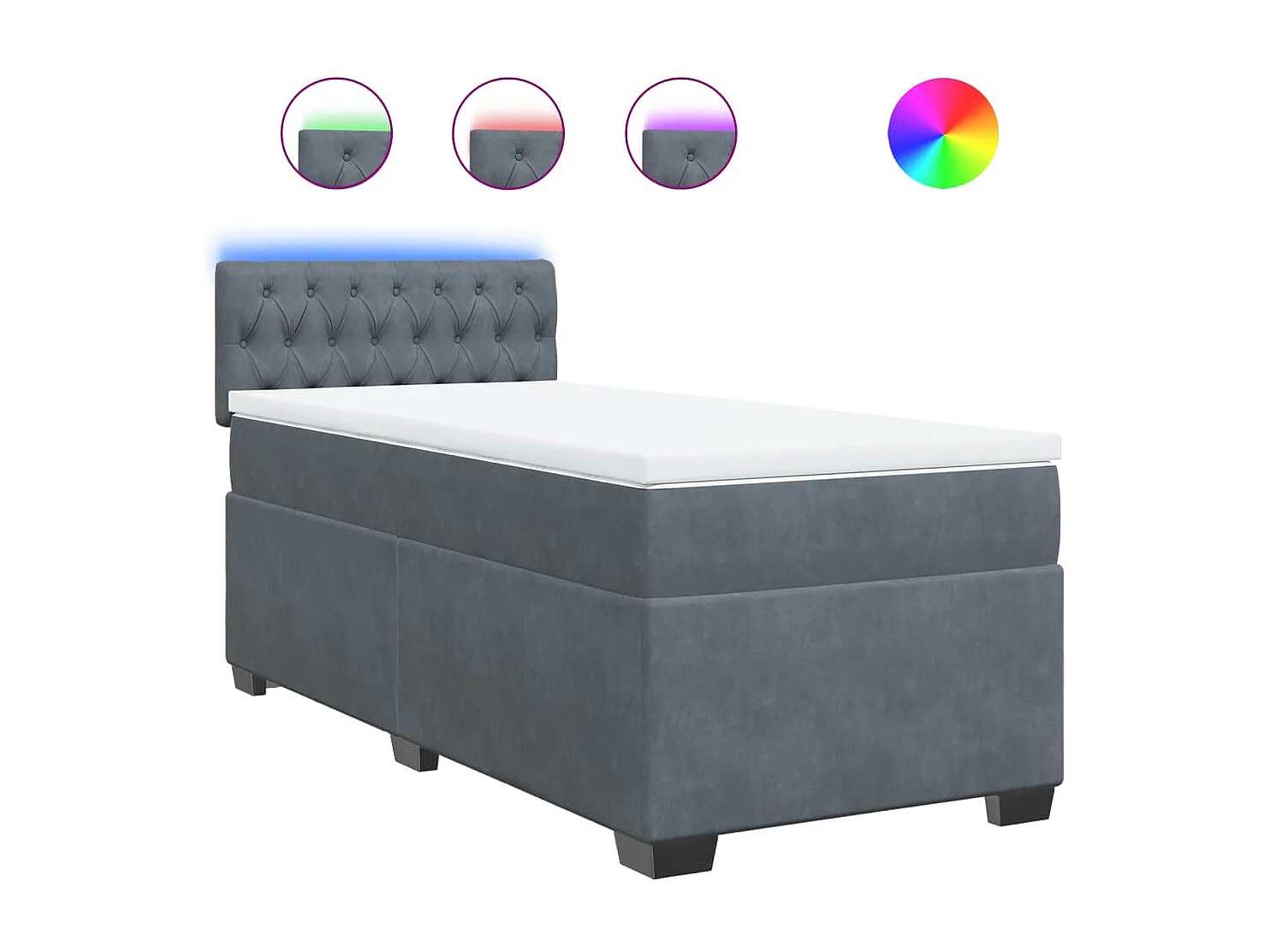 Sommier à lattes de lit et matelas Gris foncé 90x200 cm Velours