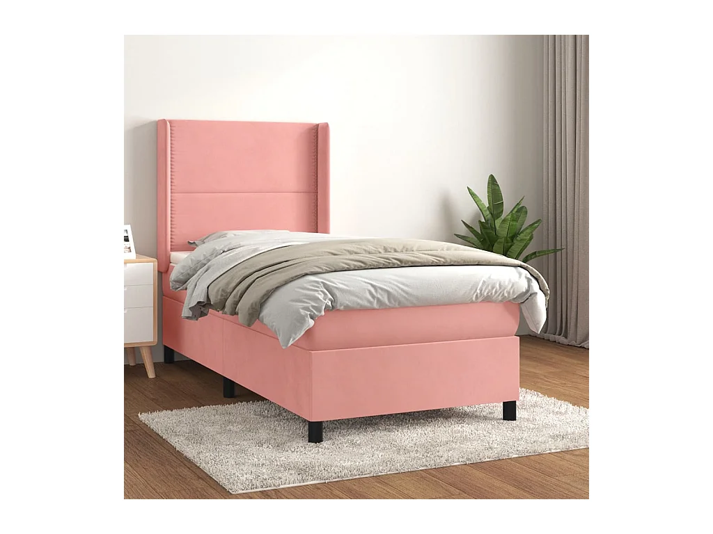 Boxspringbett mit Matratze Rosa 80x200 cm Samt