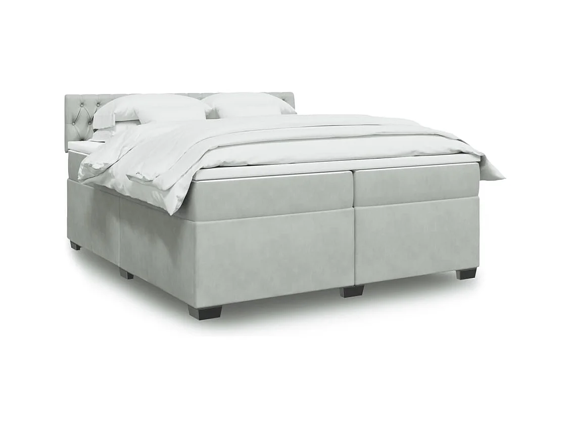 Giroletto a Molle con Materasso Grigio Chiaro 200x200cm Velluto