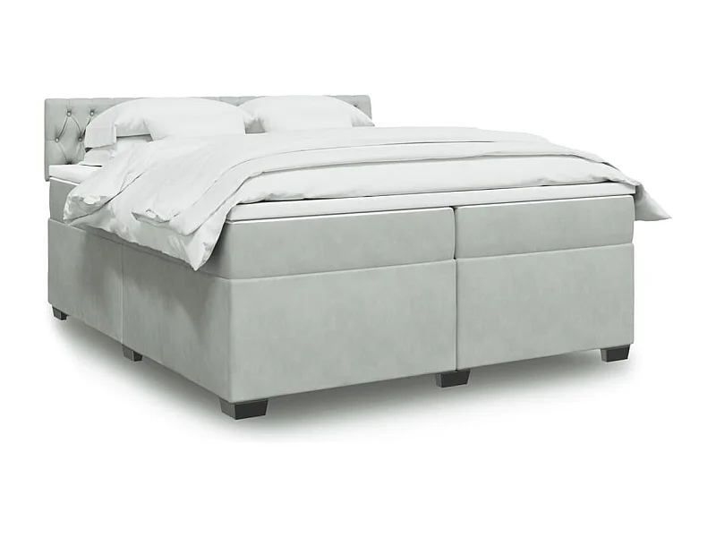 Boxspringbett mit Matratze Hellgrau 200x200 cm Samt