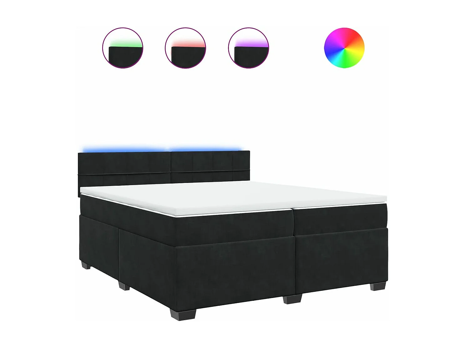 Cama box spring con colchón terciopelo negro 200x200 cm
