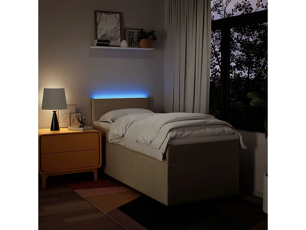 Giroletto a Molle con Materasso Crema 90x190 cm in Tessuto