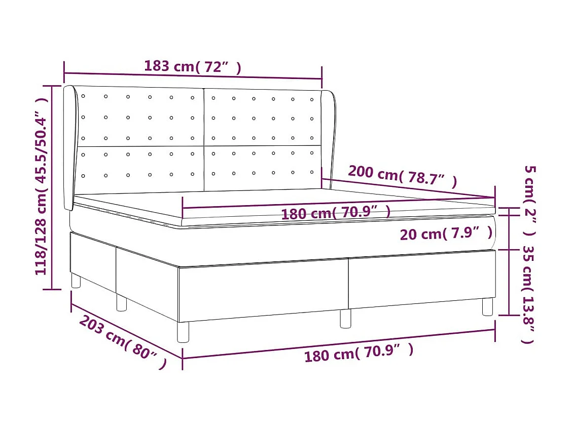 Boxspring met matras fluweel donkergroen 180x200 cm