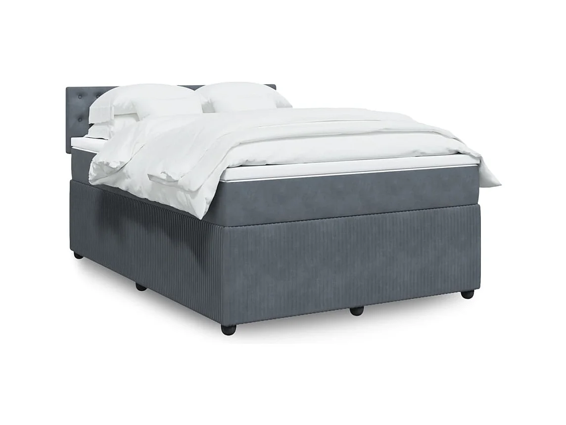 Giroletto a Molle con Materasso Grigio Scuro 140x190 cm Velluto