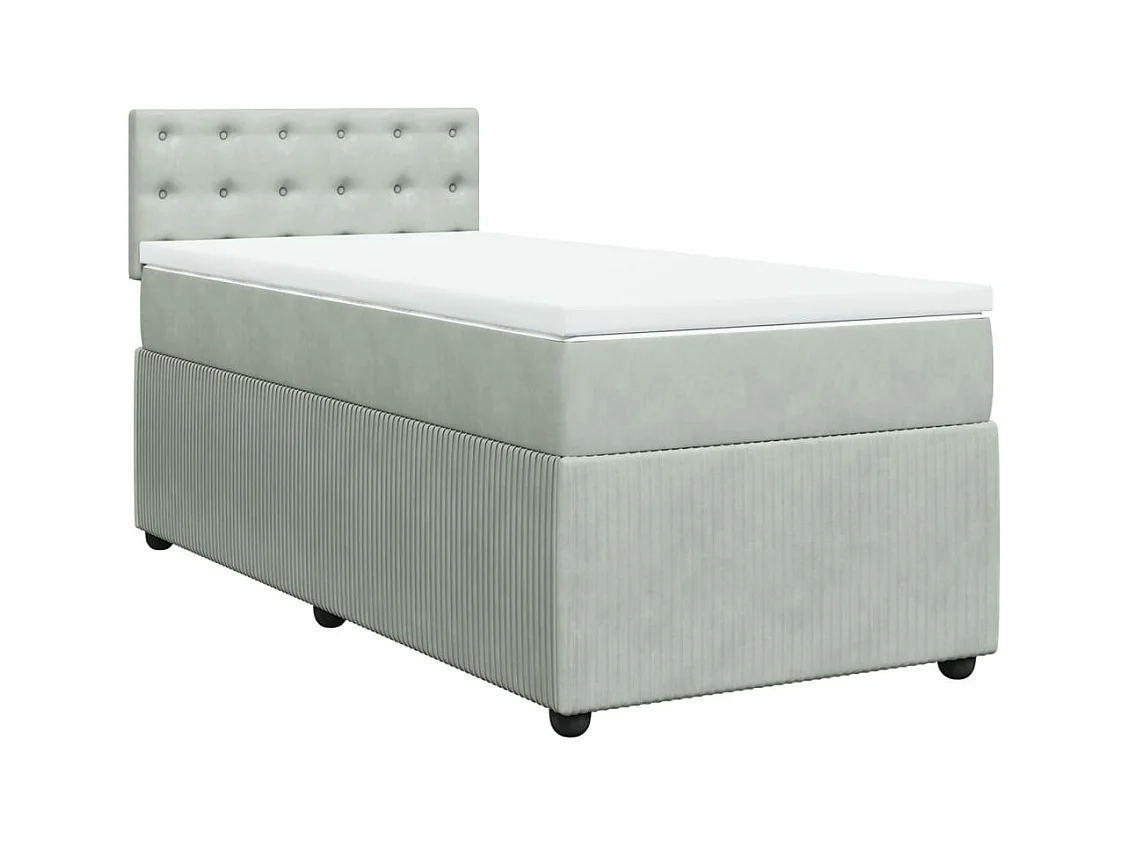 Giroletto a Molle con Materasso Grigio Chiaro 90x190 cm Velluto