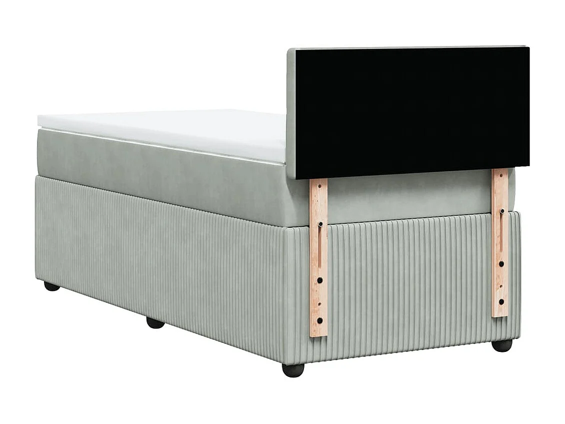 Giroletto a Molle con Materasso Grigio Chiaro 90x190 cm Velluto