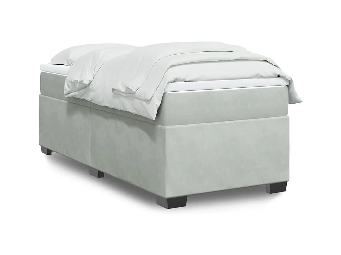 Sommier à lattes de lit et matelas Gris clair 90x200 cm Velours