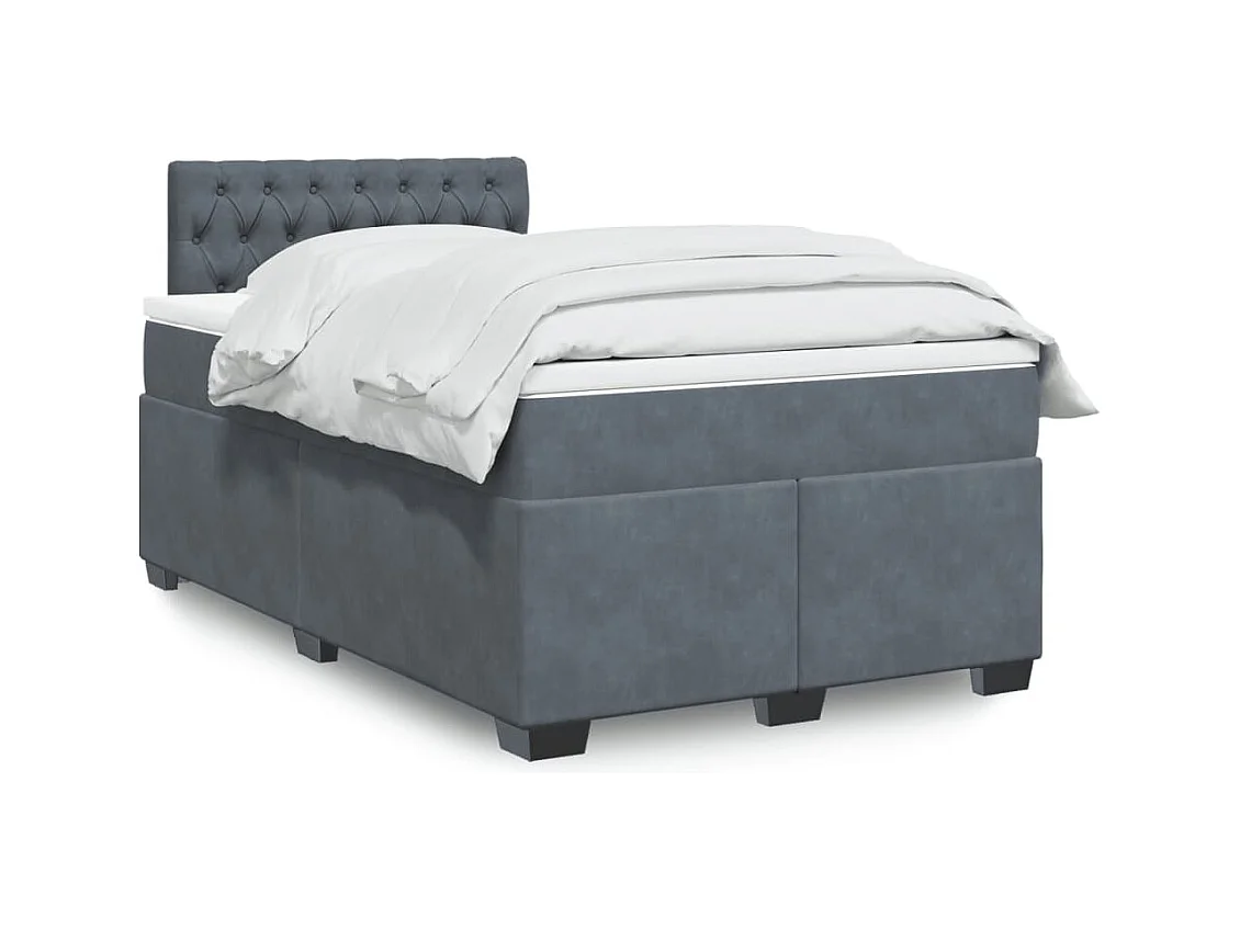 Boxspring met matras fluweel donkergrijs 120x200 cm