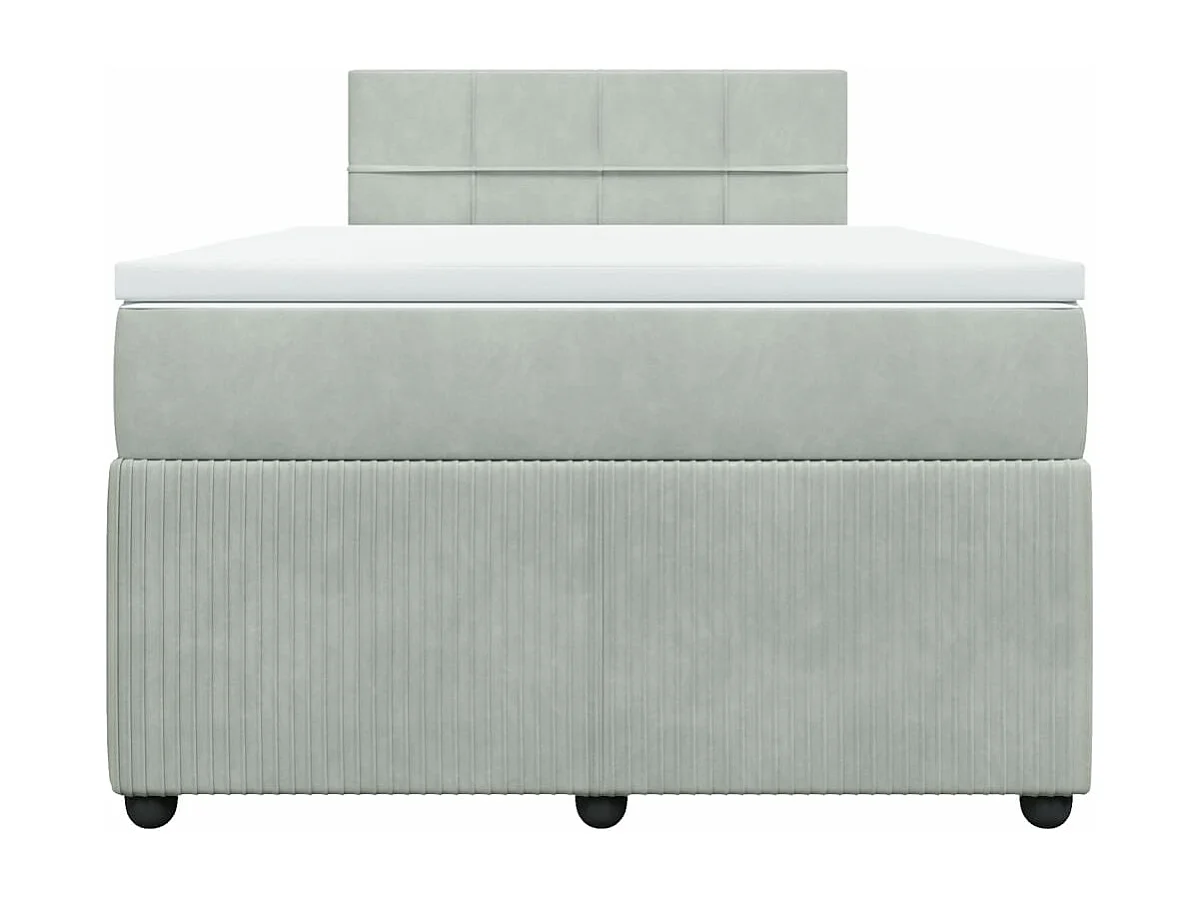 Giroletto a Molle con Materasso Grigio Chiaro 120x200cm Velluto