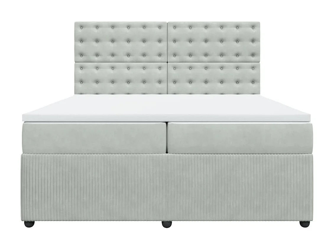 Sommier à lattes de lit et matelas Gris clair 200x200cm Velours