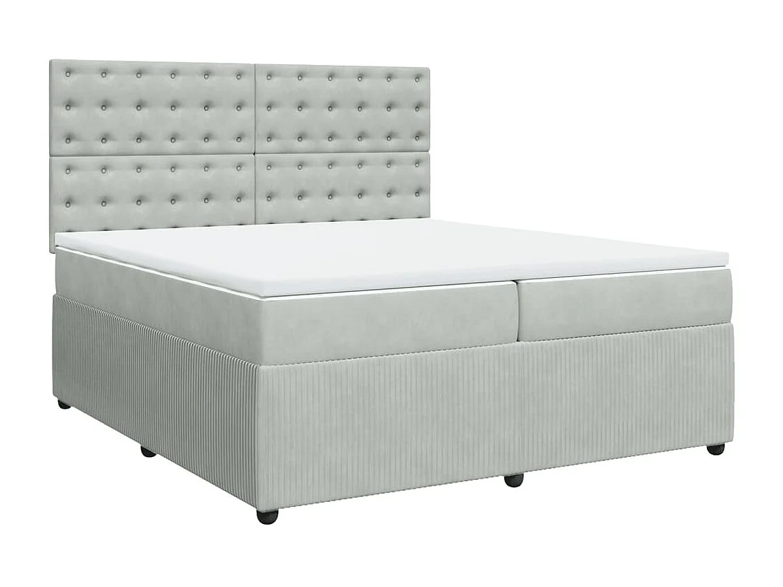 Boxspring met matras fluweel lichtgrijs 200x200 cm