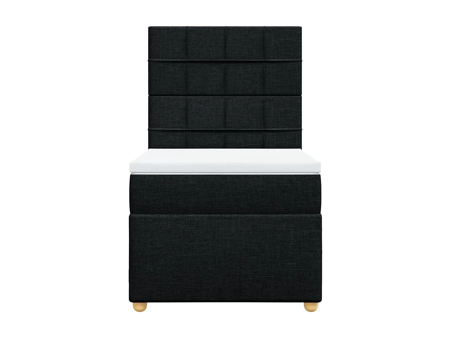 Cama box spring con colchón tela negro 80x200 cm