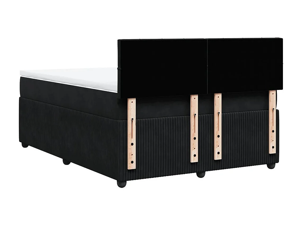 Sommier à lattes de lit et matelas Noir 160x200 cm Velours