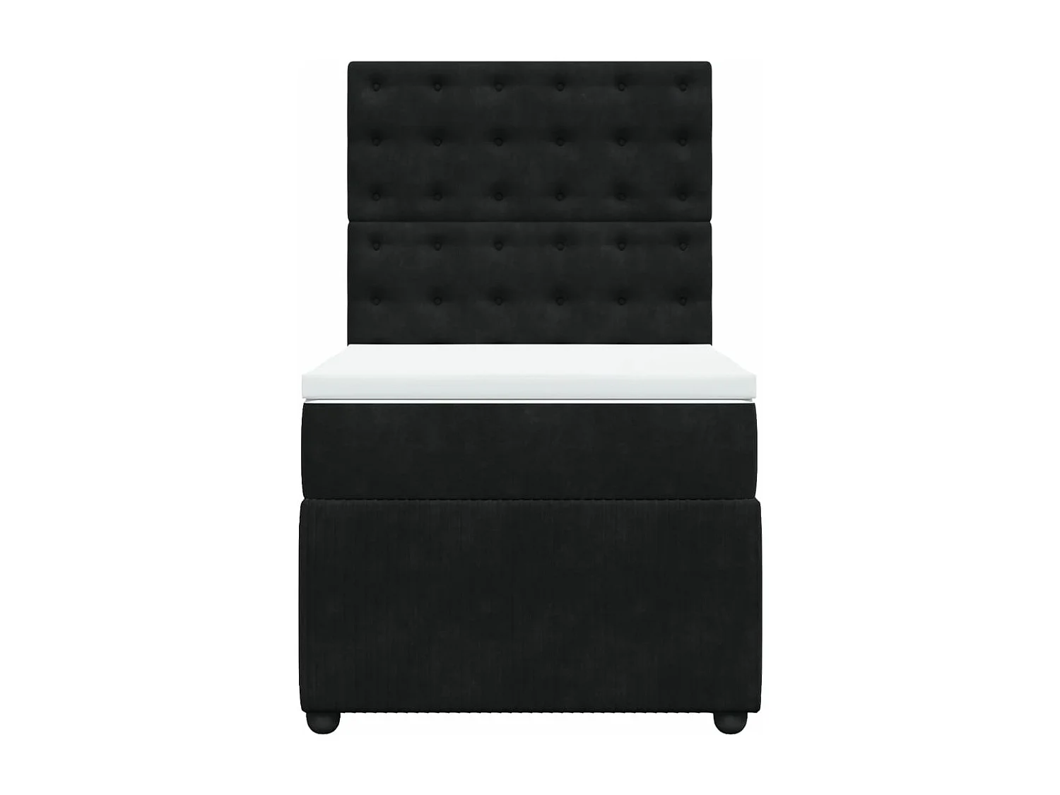 Cama box spring con colchón terciopelo negro 80x200 cm