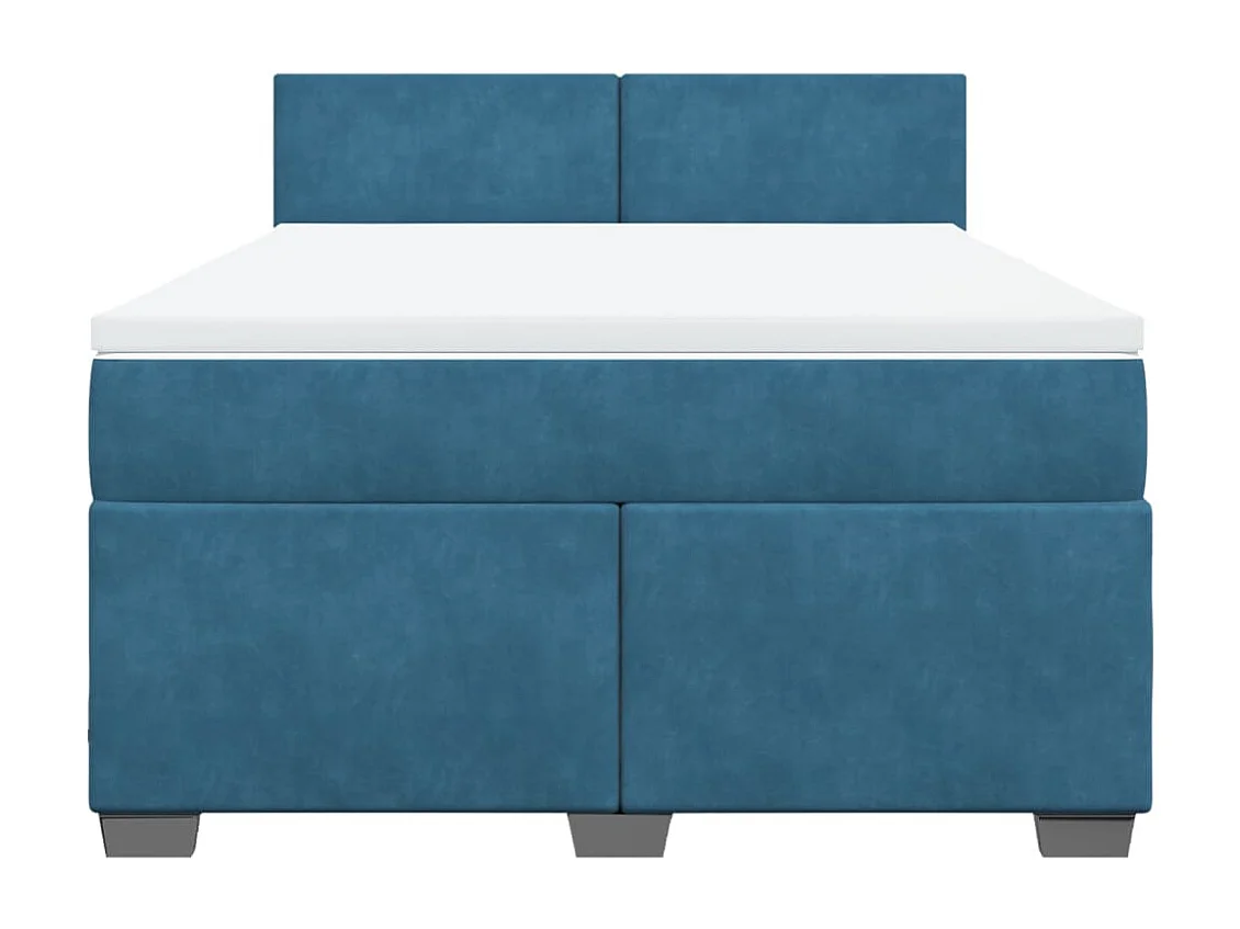 Boxspringbett mit Matratze Blau 160x200 cm Samt