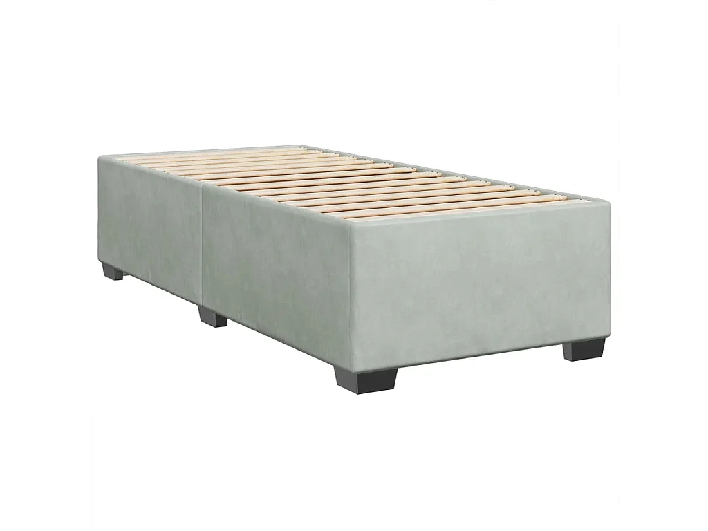 Sommier à lattes de lit et matelas Gris clair 90x190 cm Velours